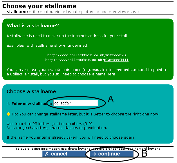 Choose stallname