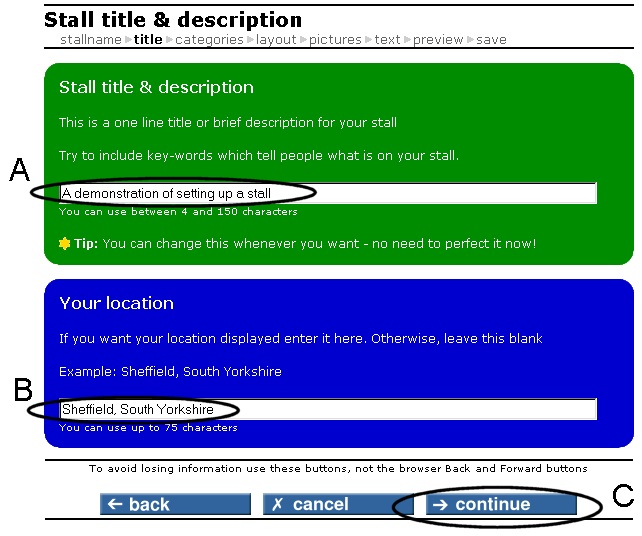 Choose stallname